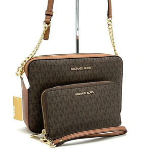 Michael Kors Large EW Crossbody Bag & JST LG Flat MF Phone Case Wallet Brown